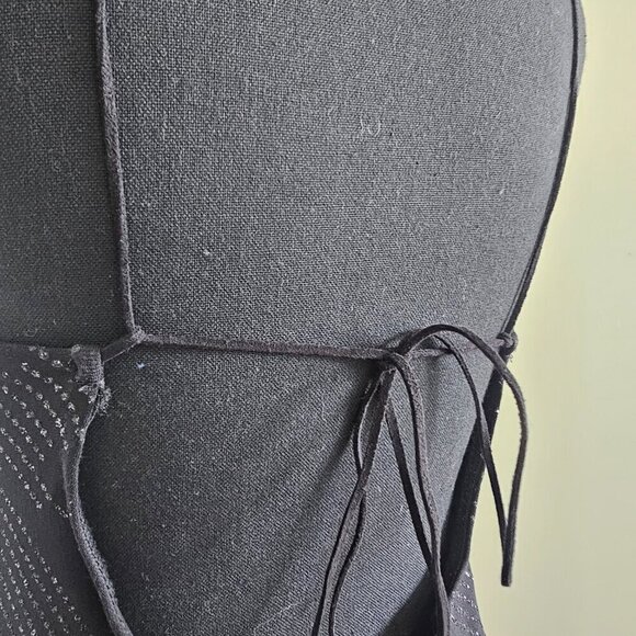 Women's Black Spaghetti Strap Asymmetrical Party Dress - Picture 5 of 16